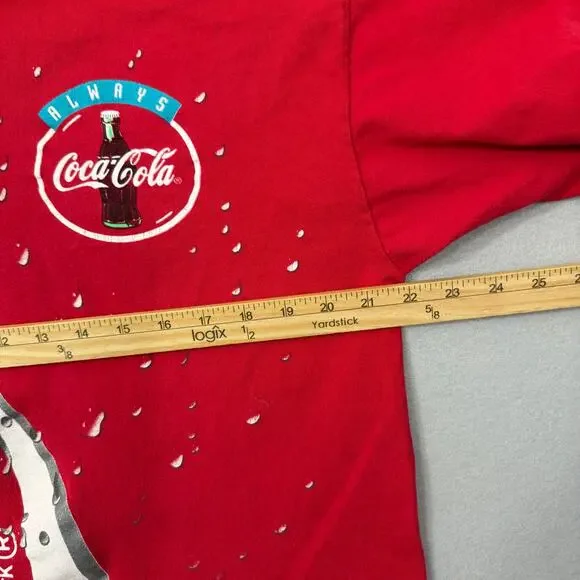 Vintage Coca Cola Big Print Shirt Men's Extra Large Red 1994 Promo Cola Soda Pop - Picture 10 of 11